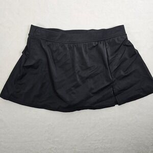 Swim Solutions Black Solid Swim Skirt Cover Up Midi Length Size 8